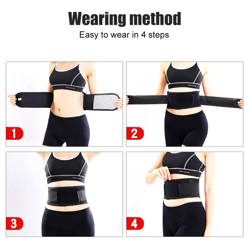 1PCS Adjustable Heating Lower Back Brace Support Belt with Magnetic Therapy for Pain Relief – Heated Lumbar Waist Wrap