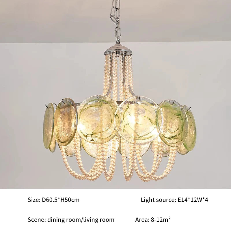 French Round  Murano Glass Chandelier led Pearl lamp for Living Dining Room Bedroom Kitchen Hanging Lamps indoor Hanging lamp
