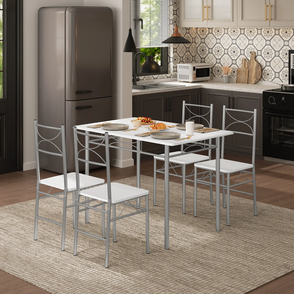 WOLTU Dining Set Dining Table with 4 Chairs for 4 Seat Metal Frame Kitchen Table Rectangular Restaurant Table Dining Room