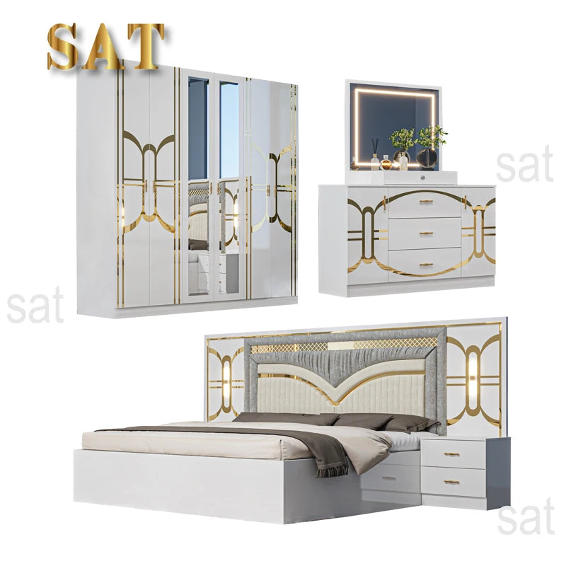 Simple Modern King Room Full Set Home Du Luxury Wood Frame Bedroom Furniture Set